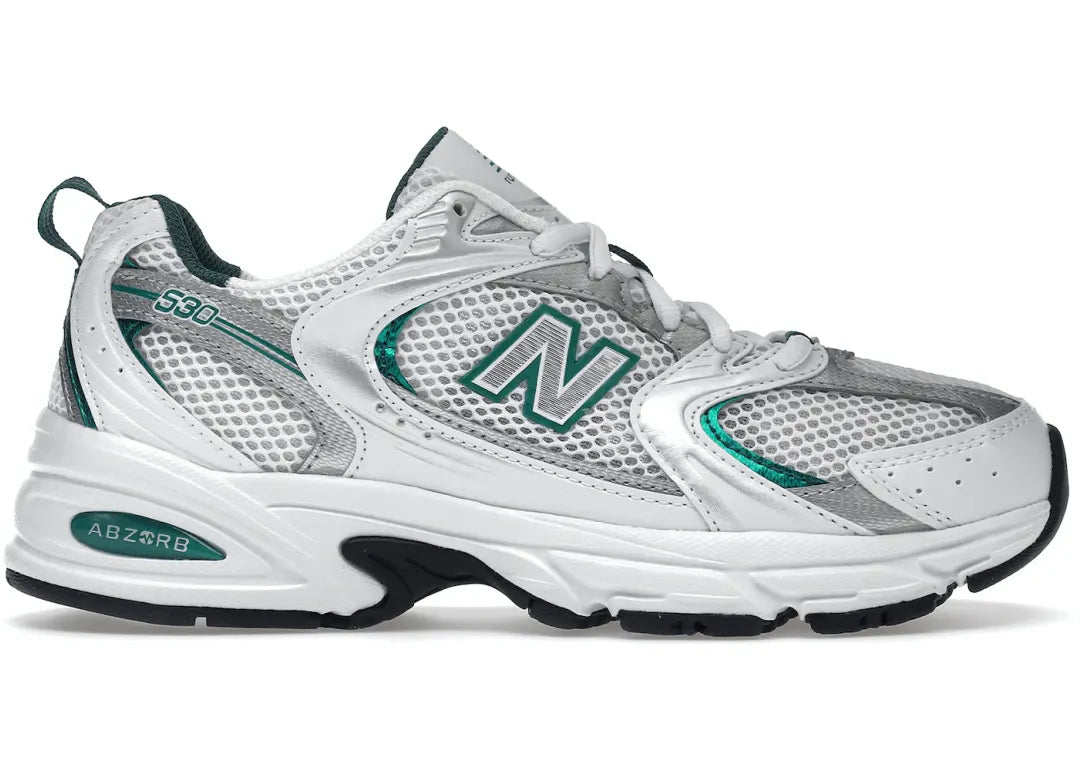 New Balance 530 White Silver Green - PLUGSNEAKRS